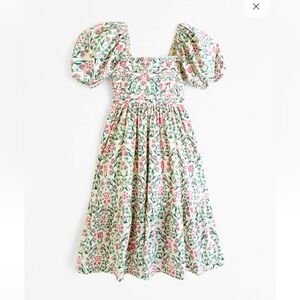 Abercrombie Emerson poplin puff sleeve midi dress XL tall worn once tile print